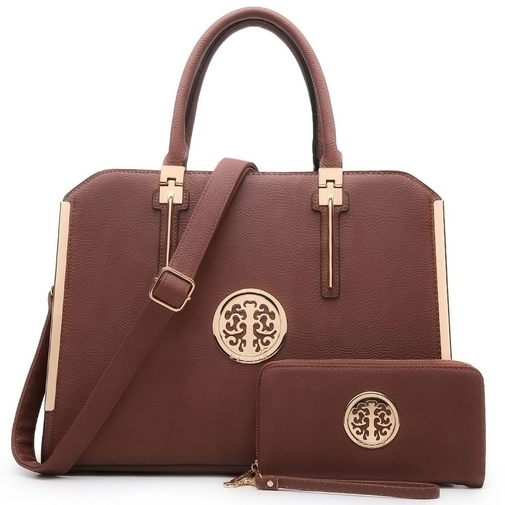 Large Satchel Handbag Shoulder Purse Top Handle Work Bag Tote With :)